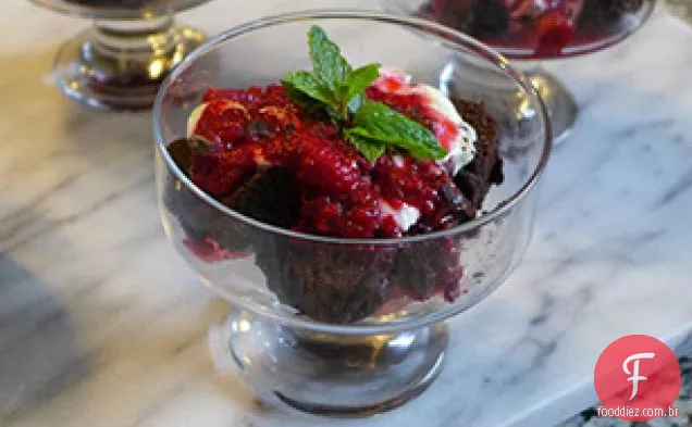 Brownie e Framboesa Parfaits
