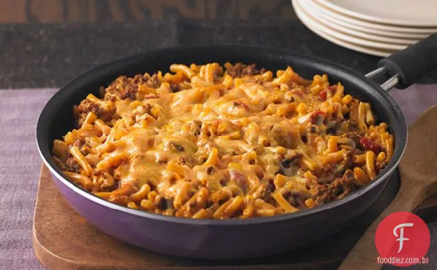 Macarrão De Queijo-Frigideira De Carne
