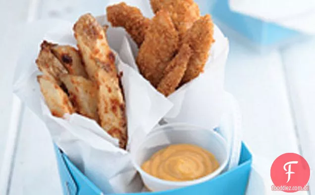 Licitações e batatas fritas para frango frito no forno