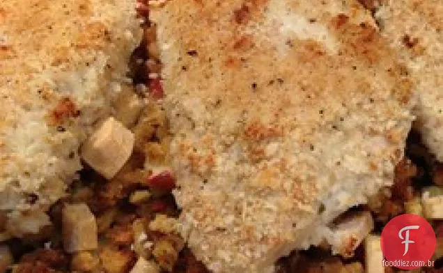 Frango assado com recheio de maçã