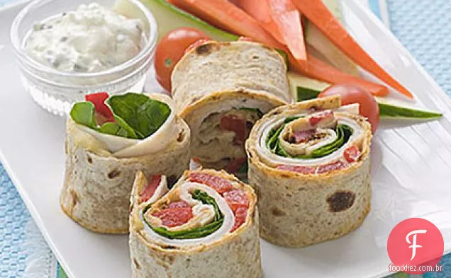 Sanduíches Hummus e Peru Pinwheel