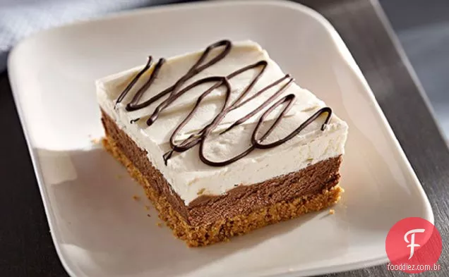 Barras De Cheesecake Sem Assar Em Camadas De Chocolate
