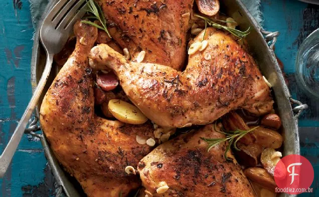 Quartos De Frango Com Alecrim E Alho