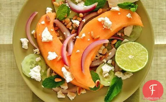Salada De Melão E Pepino Com Queijo Feta