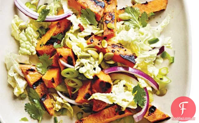Salada de Batata Doce grelhada e repolho napa com vinagrete de limão