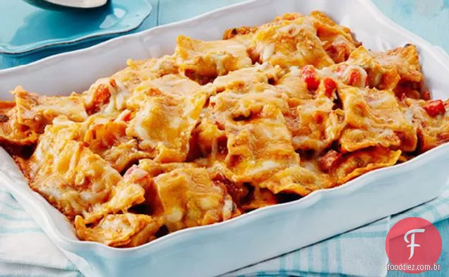 Ravioli de tomate e manjericão assar com parmesão