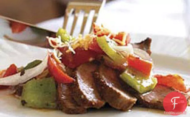 Bife picante de tomate e pimenta