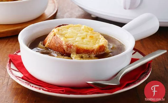 Sopa De Cebola Francesa Com Fogão Lento