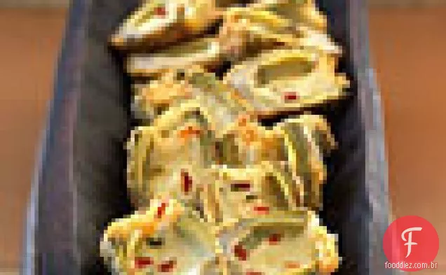 Alcachofras fritas recheadas com queijo Pepper Jack