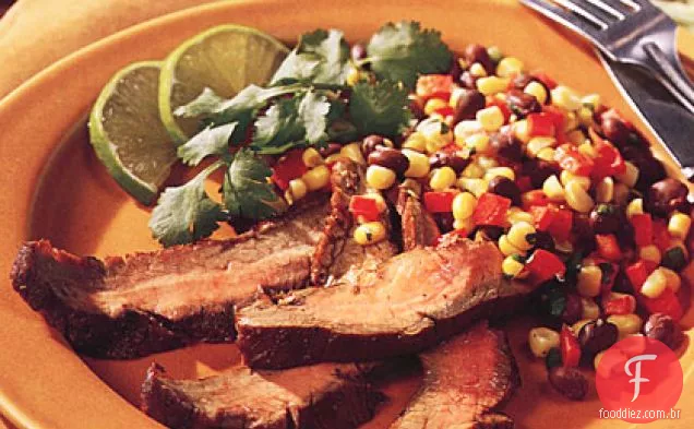 Bife de flanco grelhado com Salsa de milho