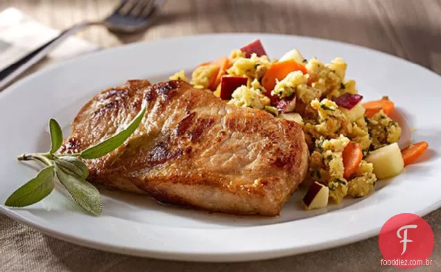 Chops-on-Top carne de porco e recheio Ceia