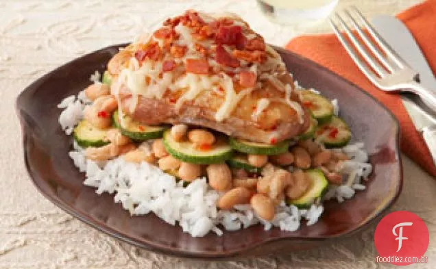 Frigideira de frango e abobrinha