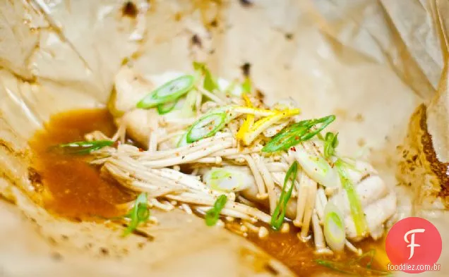 Hirame no Mushiyaki (Linguado cozido no vapor)