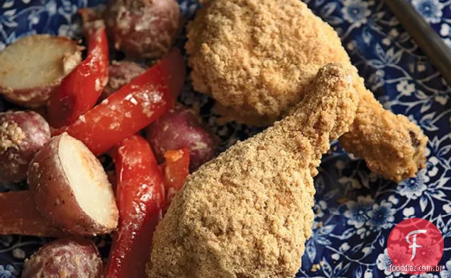 Frango Crocante E Legumes Parmesão