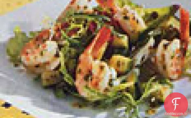 Salada De Camarão Com Abobrinha E Manjericão