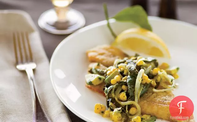 Linguado frito com sabor de Poblano-milho