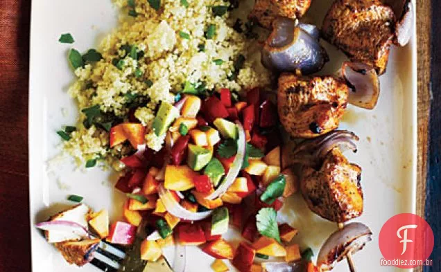 Kebabs de frango e Salsa nectarina
