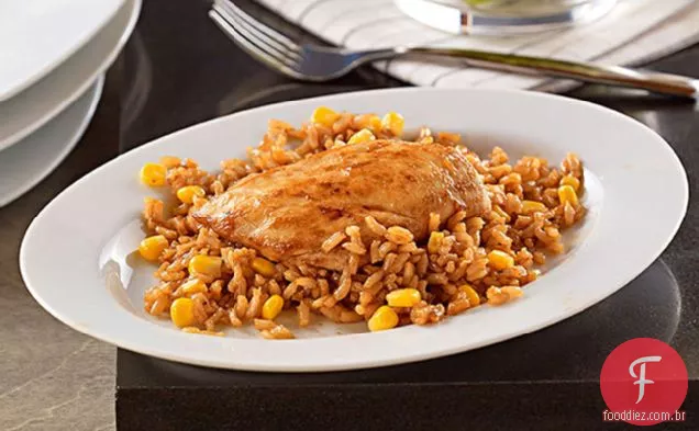 Churrasco frango e arroz Jantar