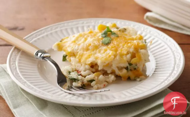 Caçarola De Arroz E Milho Com Queijo