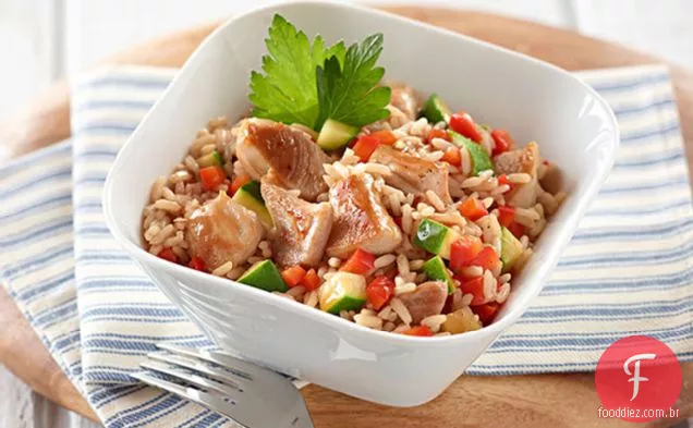 Frango churrasco e Frigideira De Arroz