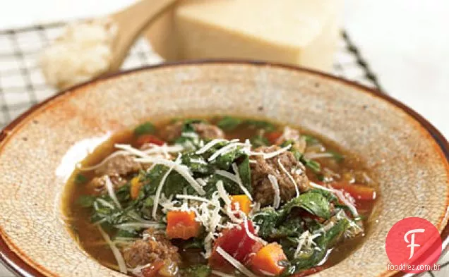 Sopa de Almôndega com espinafre