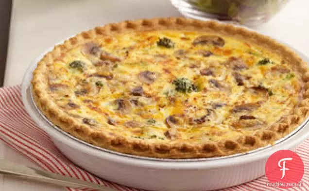 Quiche de brócolis e Cheddar
