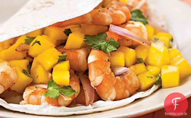 Taco Macio De Camarão Com Salsa De Limão De Manga