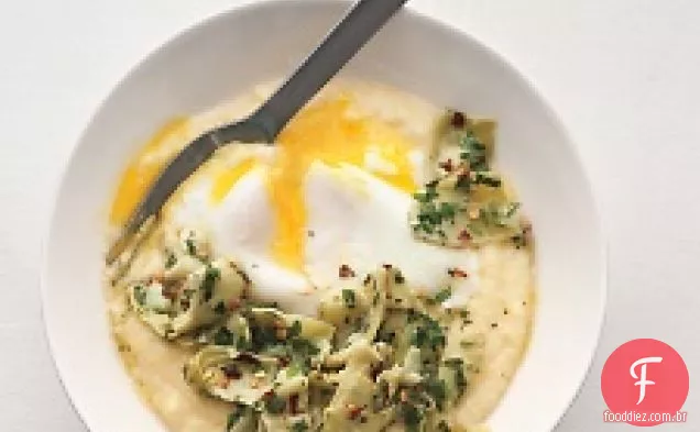 Ovos Escalfados, Polenta E Alcachofras Marinadas
