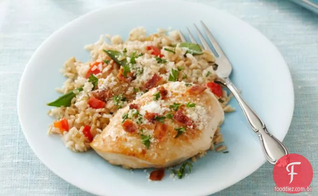 Frango sufocado com arroz integral