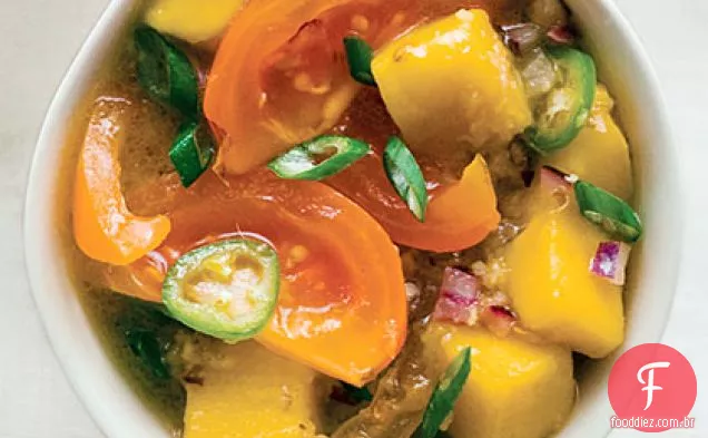 Salsa de tomate amarelo fogo e frutas