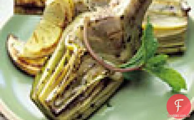 Alcachofras Grelhadas Com Azeite, Limão E Hortelã