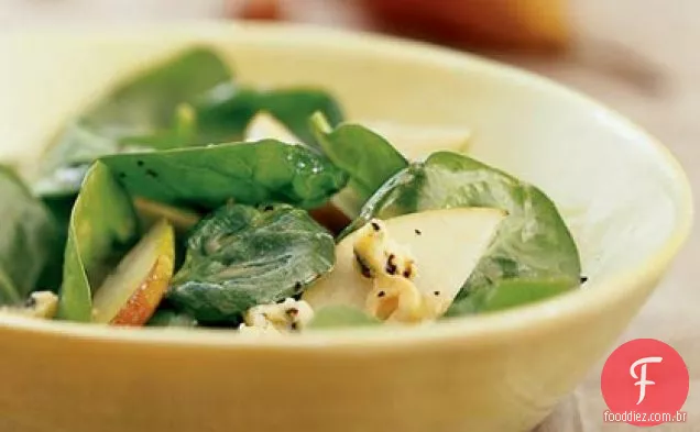 Salada de espinafre e pêra com xerez e palito