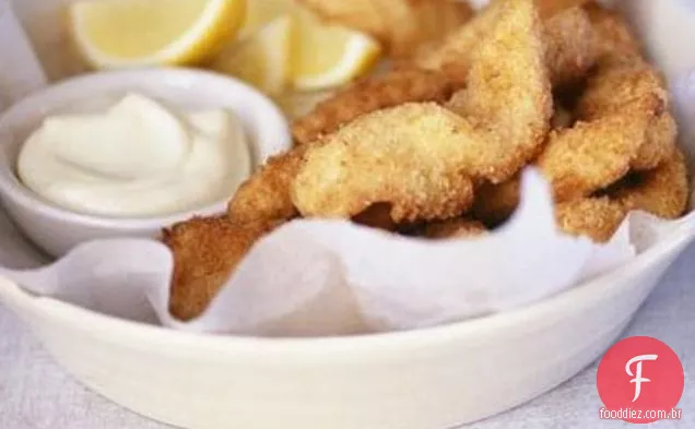 Goujons De Sola Temperada Com Maionese De Limão