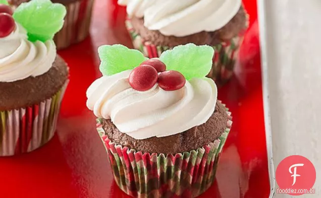 Férias Holly Chocolate Cupcakes