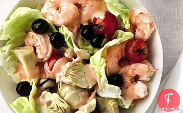 Salada de camarão, Alcachofra e azeitona