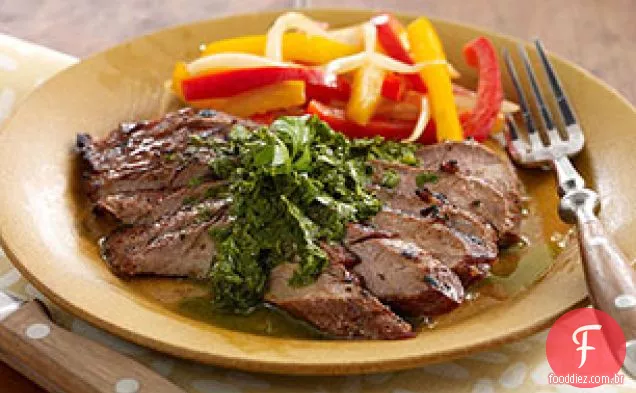 Bife marinado com Molho Chimichurri