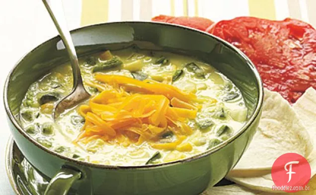 Poblano picante e sopa de milho