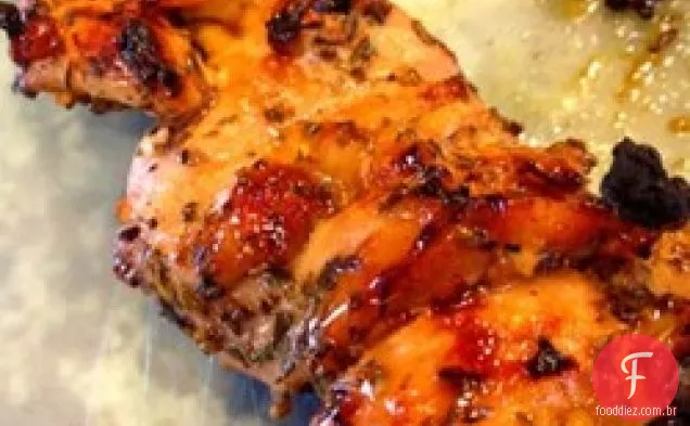 Tamarindo grelhado e frango com vidro laranja