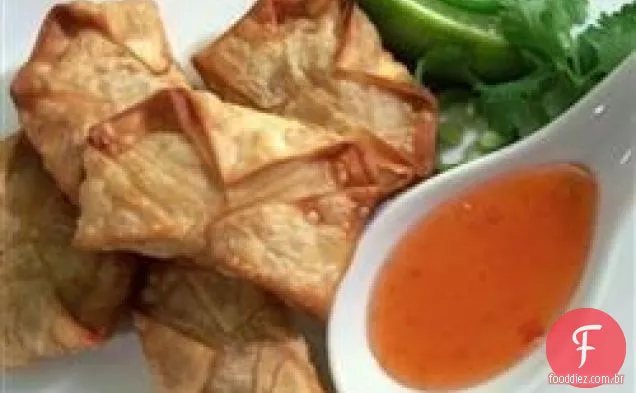 Frango picante e coentro Wontons