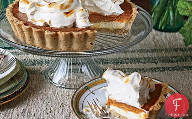 Torta de Cheesecake de abóbora com mel merengue suíço