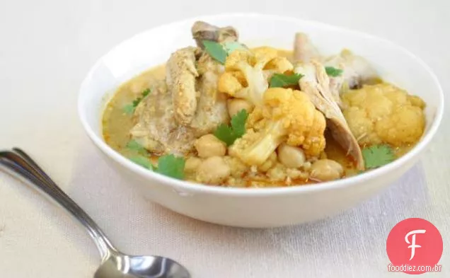 Frango frito cozido lento Com Couve-Flor