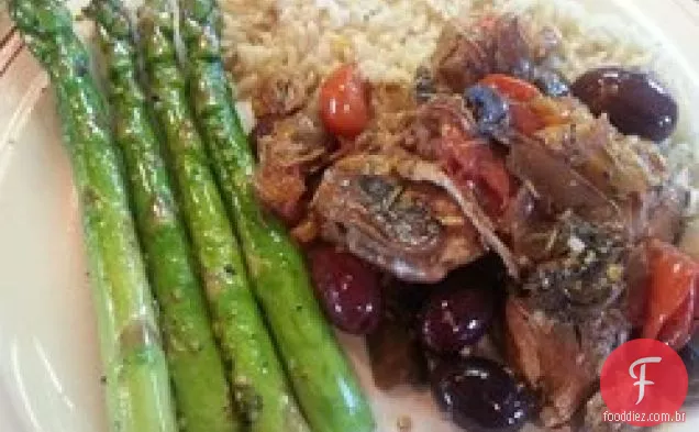 Frango coxa fricassé com cogumelos e alecrim