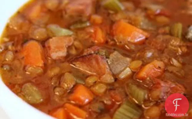 Lentilha fogão lento e sopa de presunto