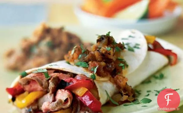 Tex-Mex flanco bife e legumes