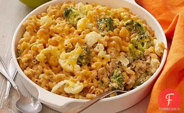 Brócolis e couve-flor gratinado Mac n queijo