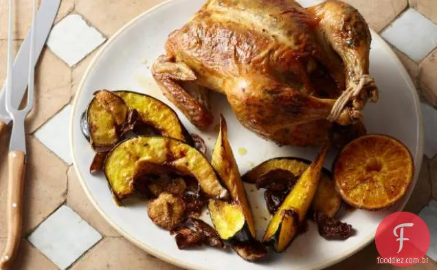 Alho assado e frango assado Laranja