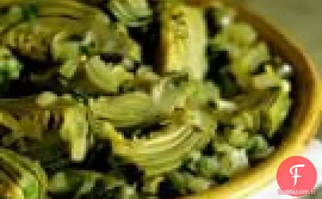 Corações de alcachofra em molho de limão e salsa