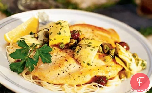 Frango salteado com alcachofras