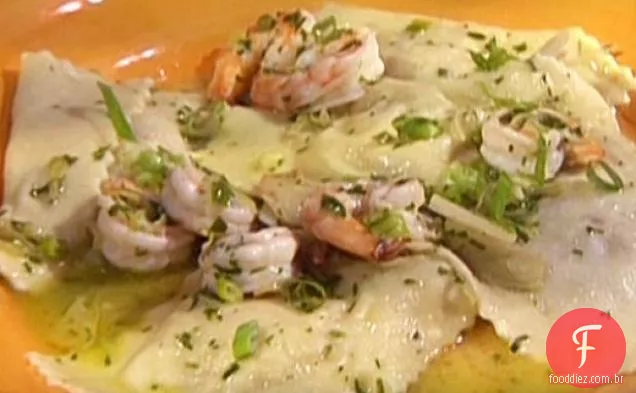 Batata, alho-poró e Ravioli de Bacon