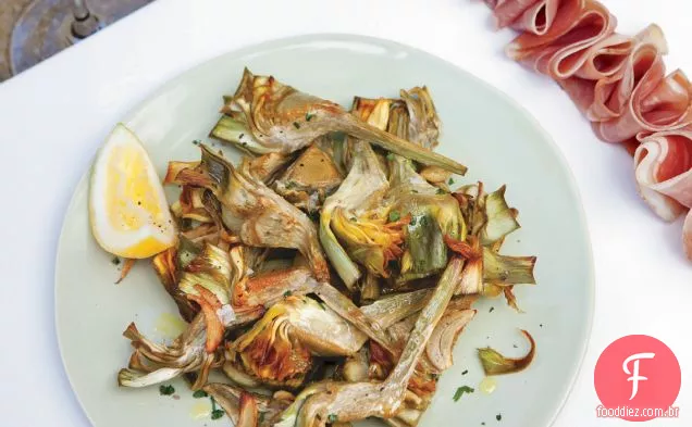 Alcachofras e Prosciutto torrados